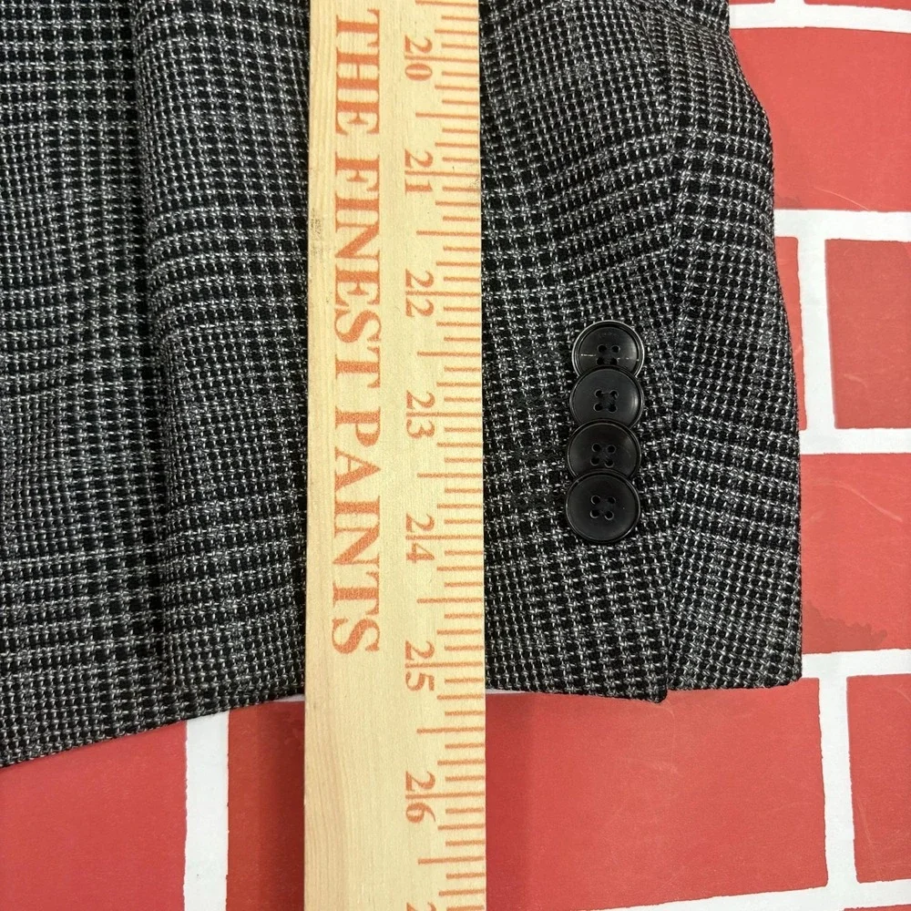 Hugo Boss Blazer Sport Coat Mens 40R Gray Check Wool Stretch Tailoring Turkey